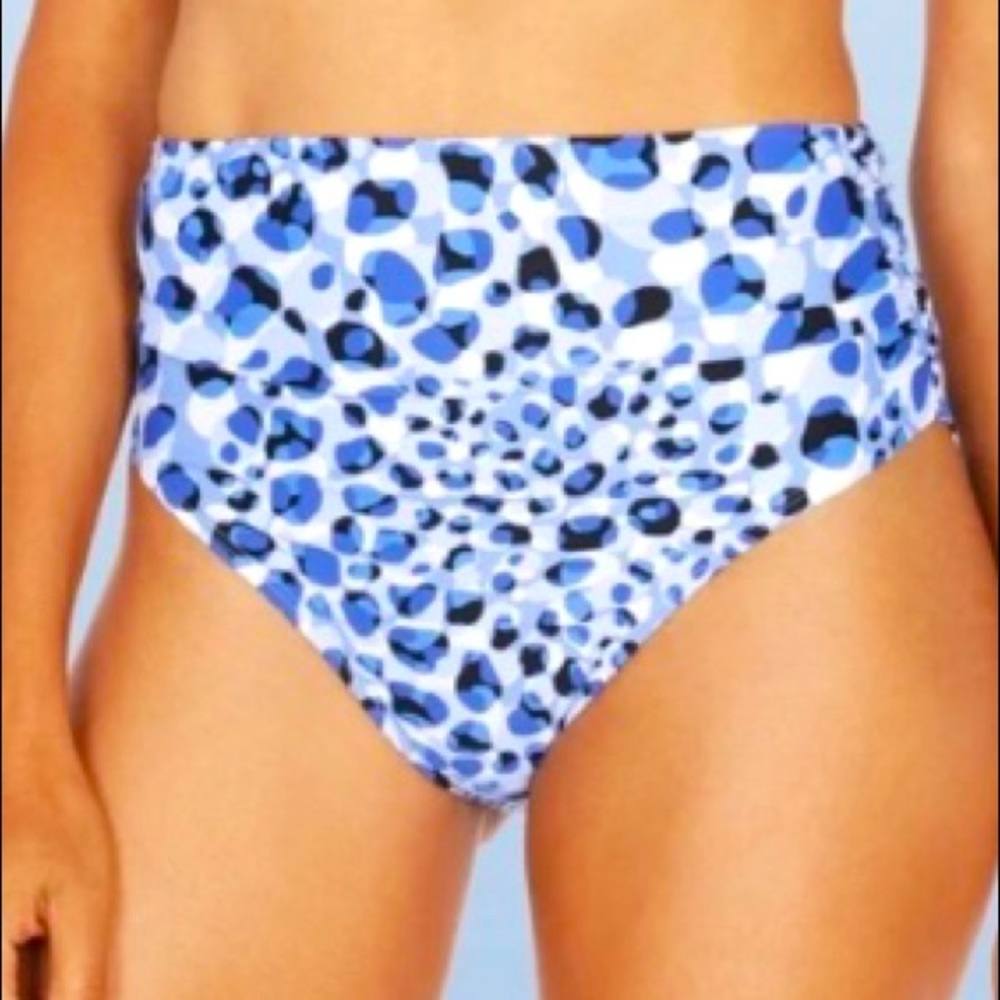 Tahari NWT High wasted bikini bottom shades of blues and white.